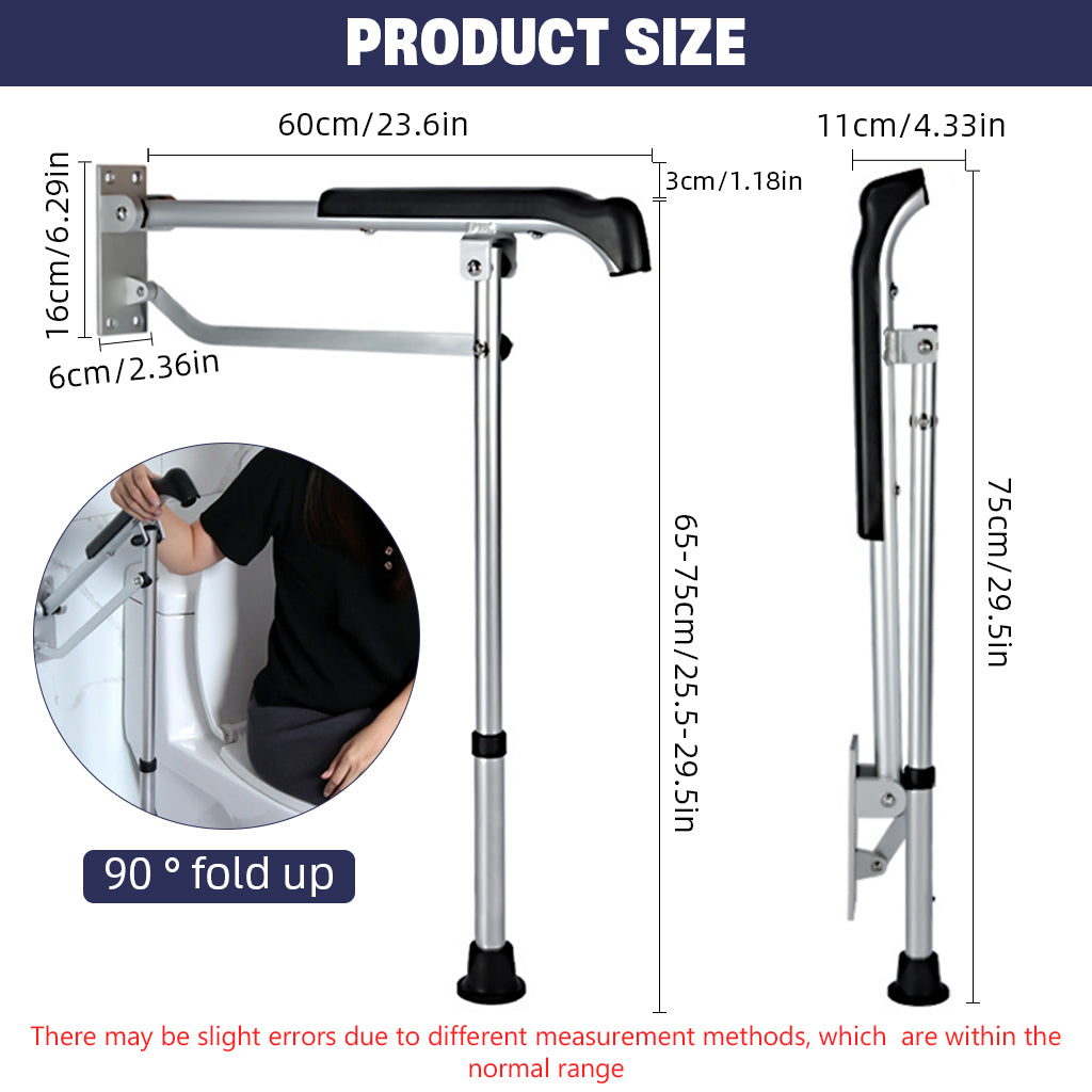 HANNEA Safety Grab Bar Toilet Handrail Folding Toilet Assistance Handle for Elders, 268lbs Loading Capacity Rugged Aluminum Alloy Toilet Handrail with Adjustable Height (Before Final Installation) HANNEA Safety Grab Bar Toilet Handrail Folding Toilet Assistance Handle for Elders, 268lbs Loading Capacity Rugged Aluminum Alloy Toilet Handrail with Adjustable Height (Before Final Installation)